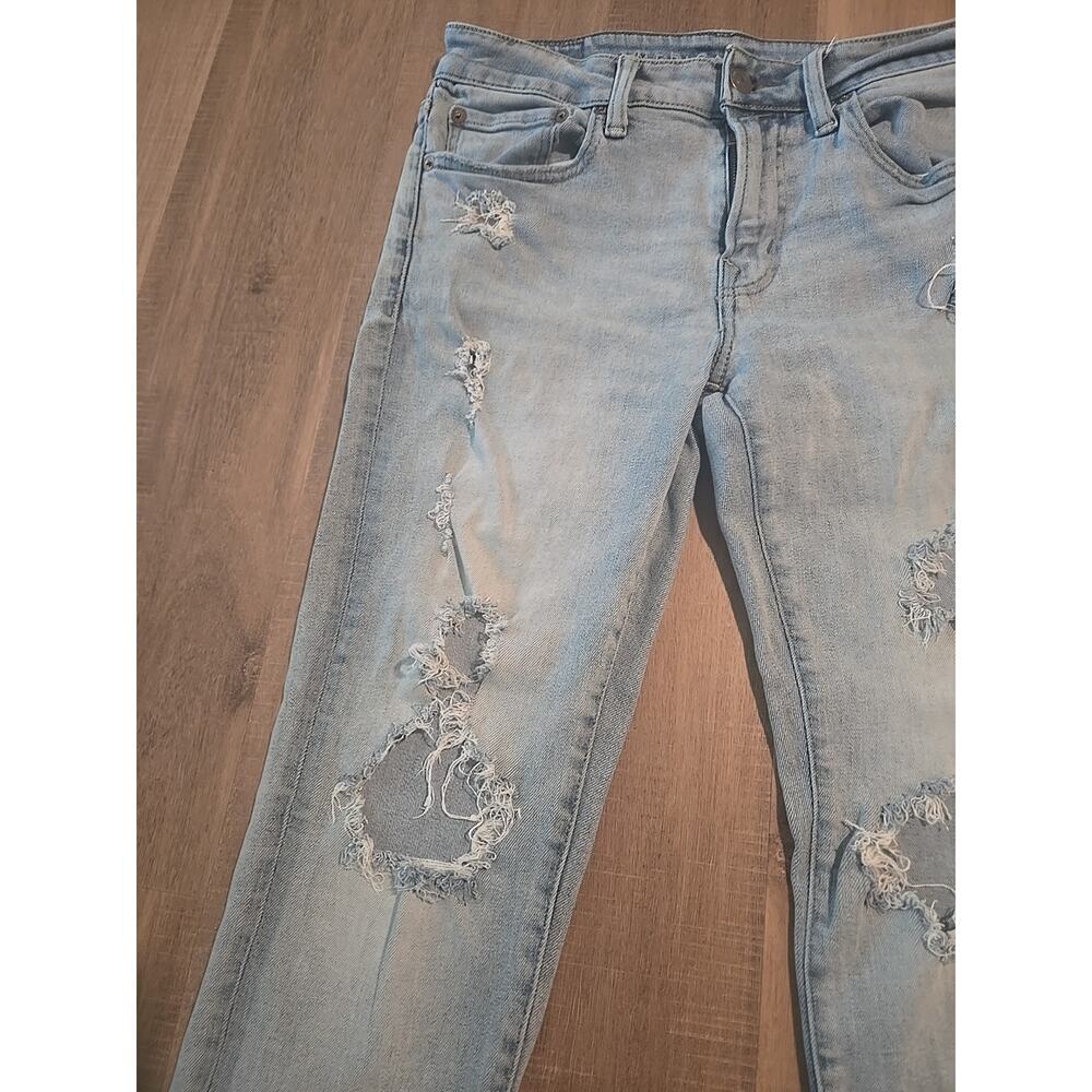 American Eagle Outfitters Skinny Light Blue Distressed Denim Jeans Women - Picture 3 of 16